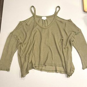 Anthropology • Size M • Green exposed shoulder sweater
